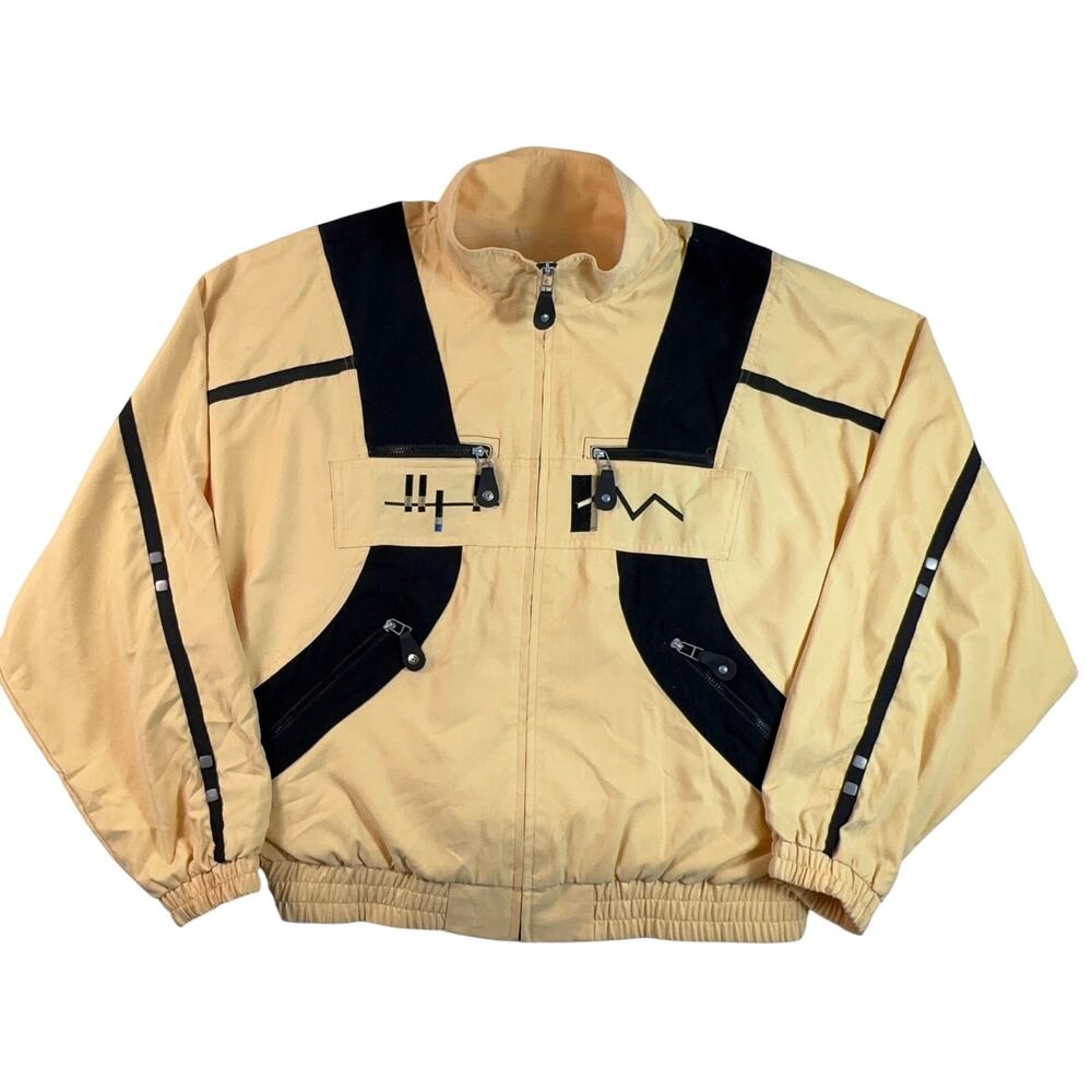Vintage 90s Jamie Sadock 0560 Windbreaker Jacket Yellow Black Golf Memphis Women